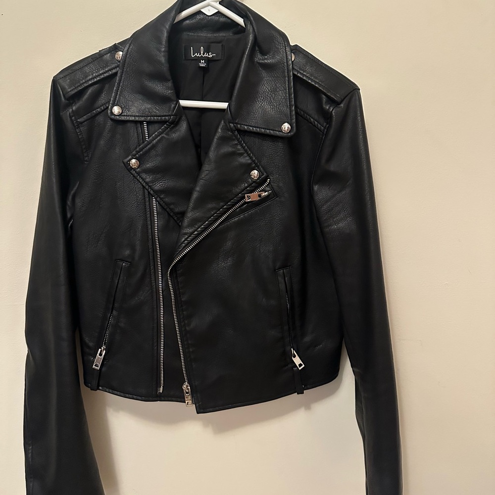 Lulu's Black Faux Leather Jacket